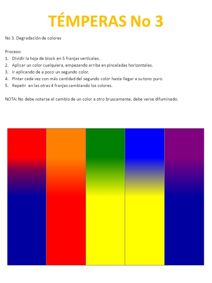 TÉMPERAS No 3 No 3. Degradación de colores Proceso: