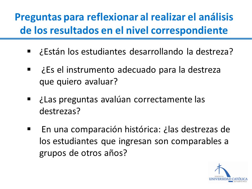 Preguntas para reflexionar al realizar el análisis de los resultados en el nivel correspondiente