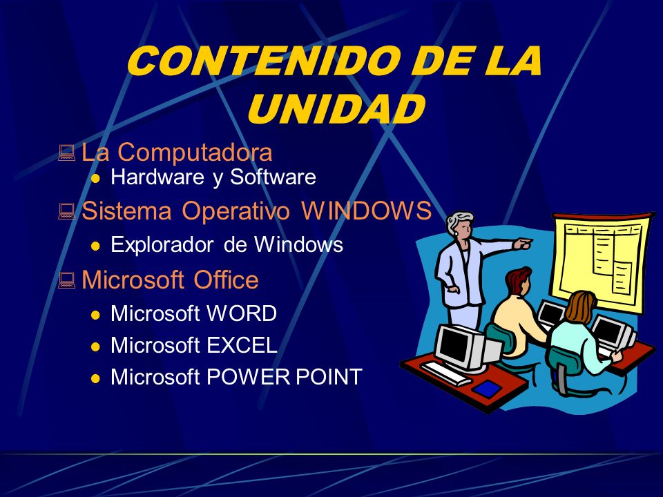 CONTENIDO DE LA UNIDAD La Computadora Sistema Operativo WINDOWS