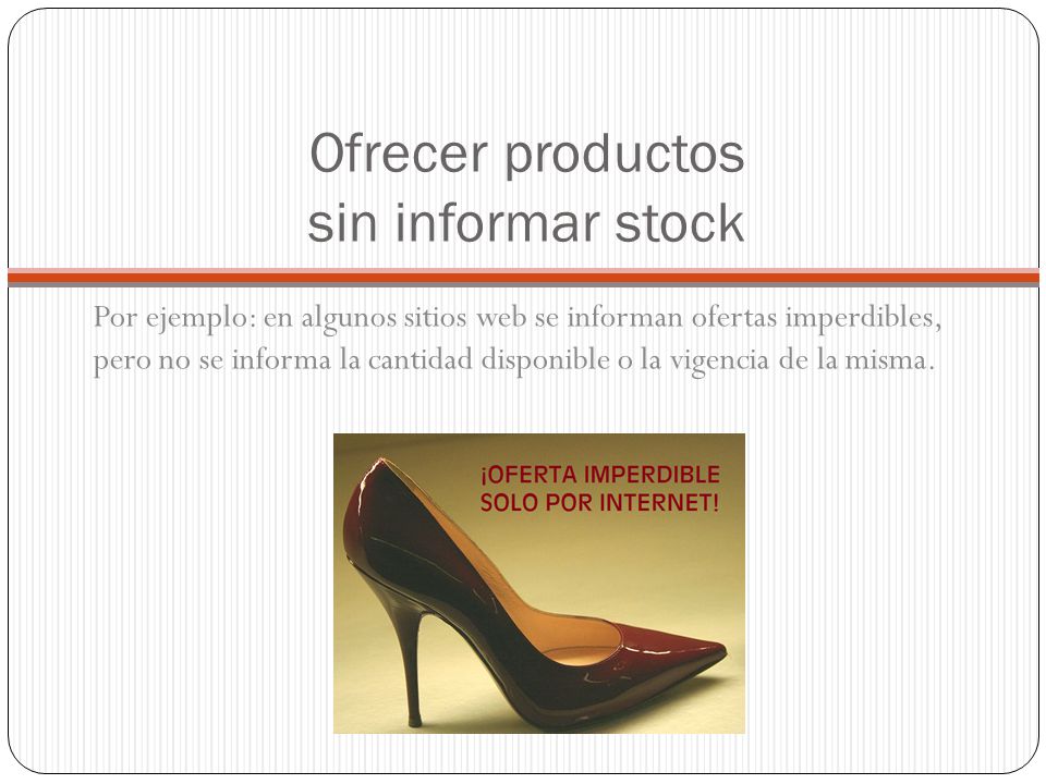 Ofrecer productos sin informar stock