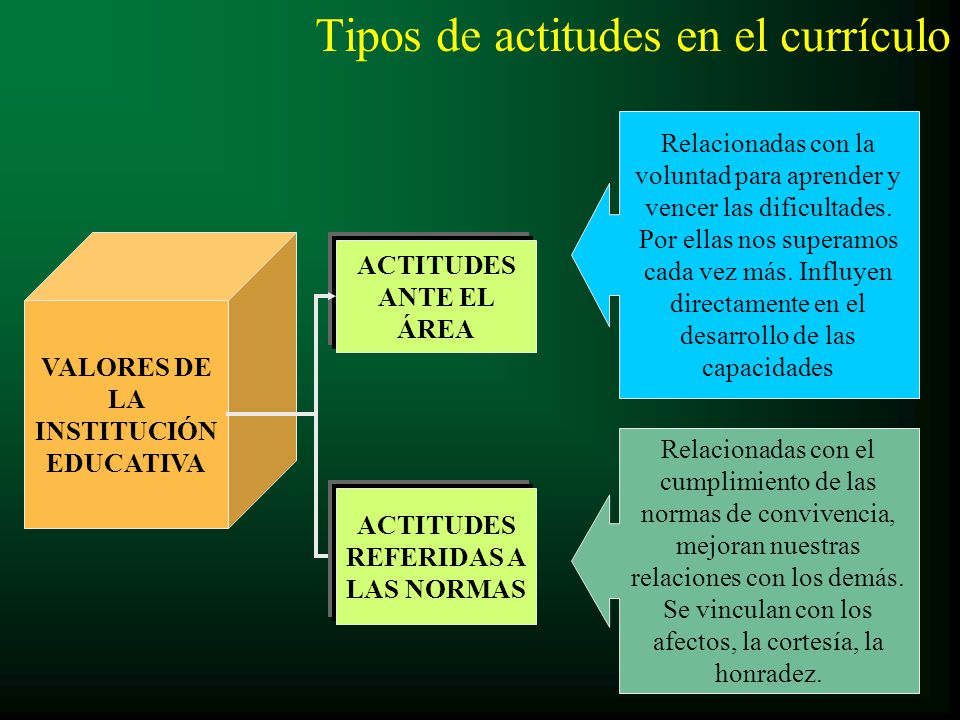 Tipos de actitudes en el currículo