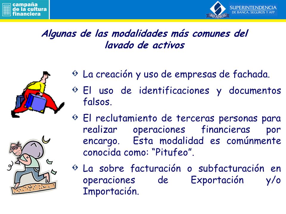 Algunas de las modalidades más comunes del lavado de activos