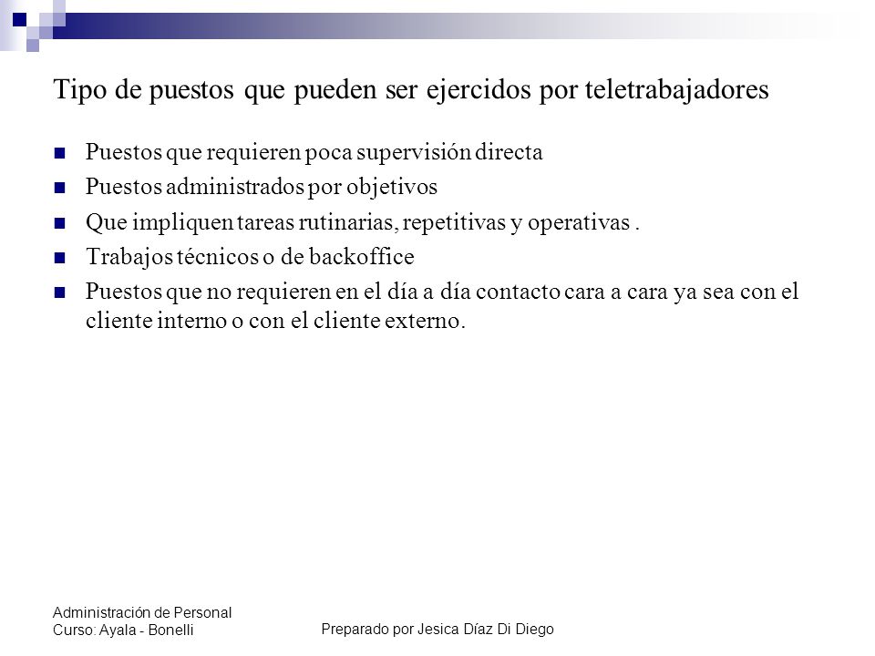 Tipo de puestos que pueden ser ejercidos por teletrabajadores