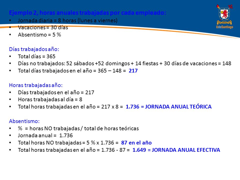 Ejemplo 2, horas anuales trabajadas por cada empleado: