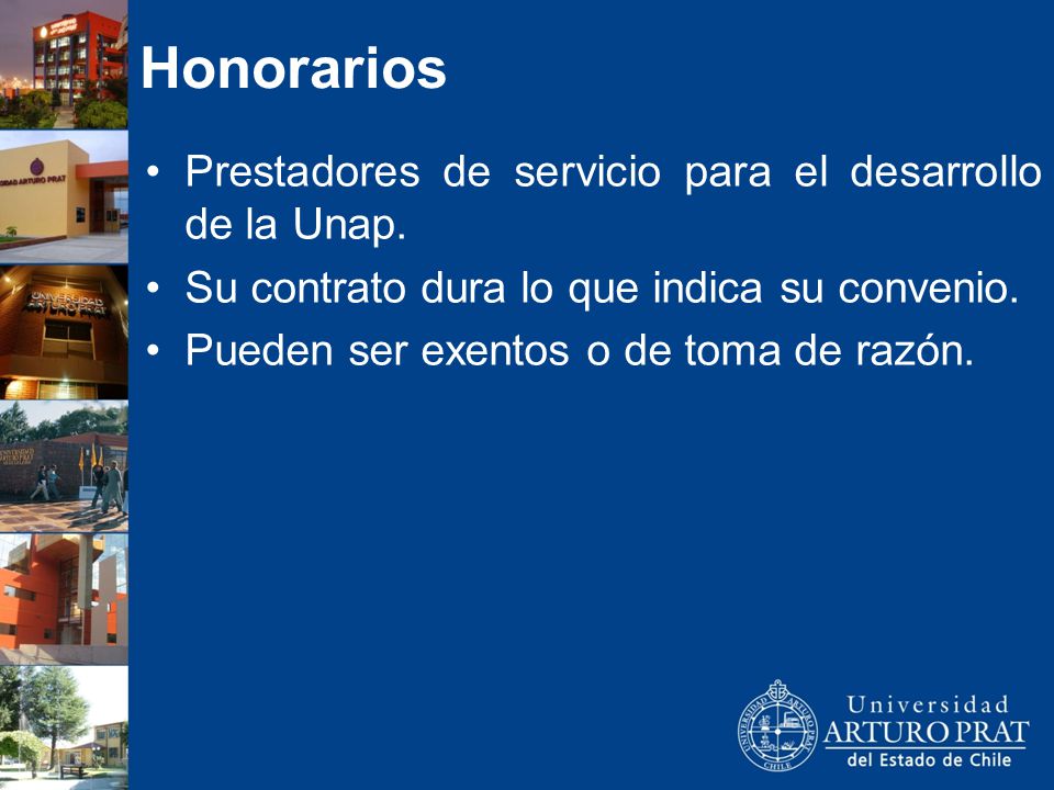 Honorarios Prestadores de servicio para el desarrollo de la Unap.