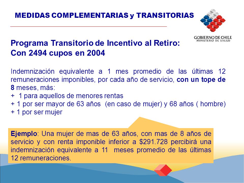 Programa Transitorio de Incentivo al Retiro: Con 2494 cupos en 2004