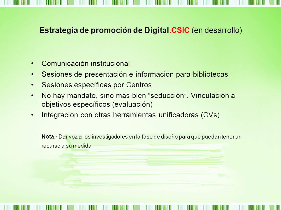 Estrategia de promoción de Digital.CSIC (en desarrollo)