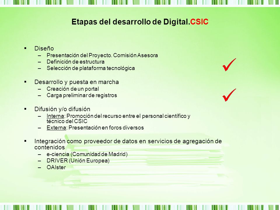 Etapas del desarrollo de Digital.CSIC