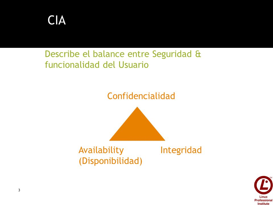 CIA Describe el balance entre Seguridad & funcionalidad del Usuario