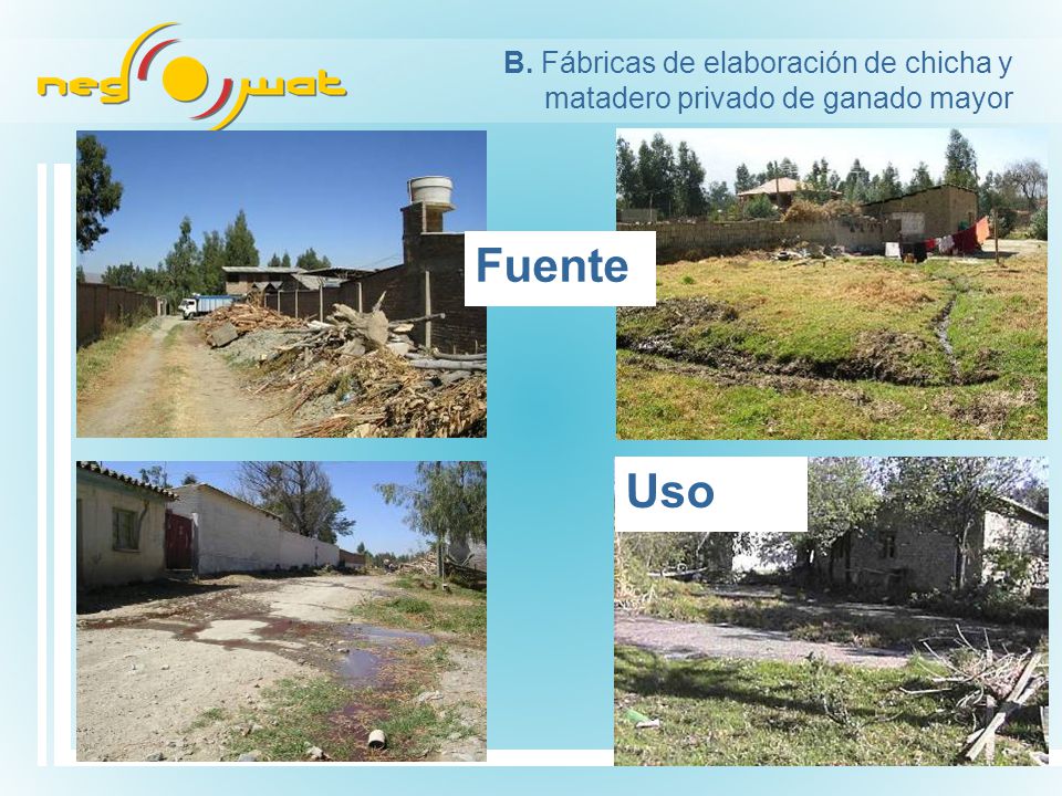 B. Fábricas de elaboración de chicha y matadero privado de ganado mayor
