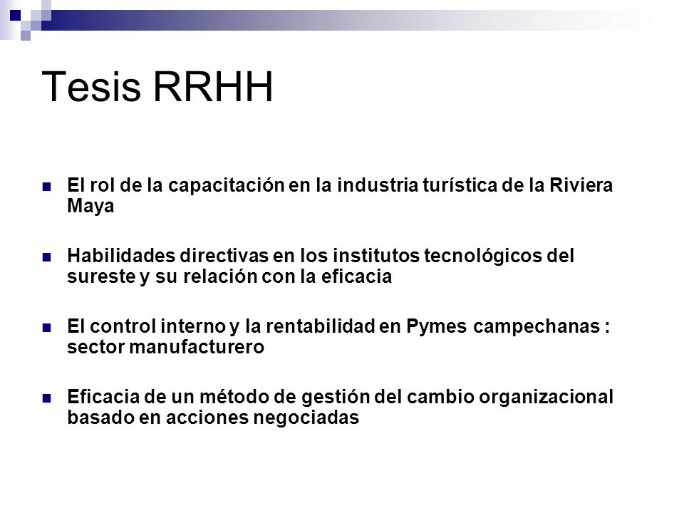 Tesis RRHH El rol de la capacitación en la industria turística de la Riviera Maya.