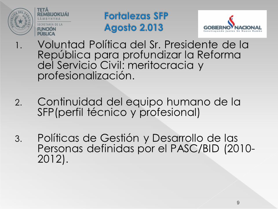 Continuidad del equipo humano de la SFP(perfil técnico y profesional)