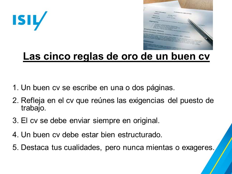 Las cinco reglas de oro de un buen cv
