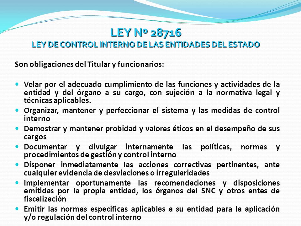 LEY Nº LEY DE CONTROL INTERNO DE LAS ENTIDADES DEL ESTADO