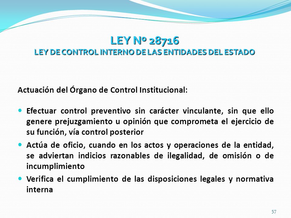LEY Nº LEY DE CONTROL INTERNO DE LAS ENTIDADES DEL ESTADO