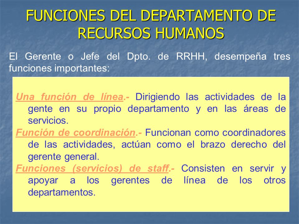 FUNCIONES DEL DEPARTAMENTO DE RECURSOS HUMANOS