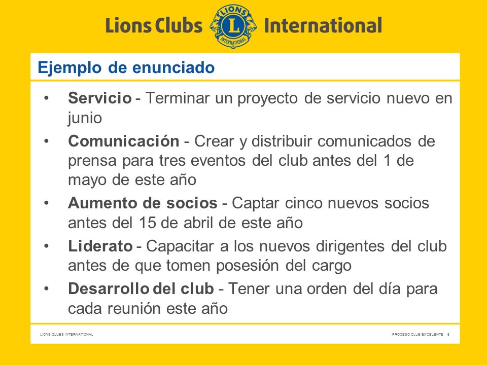 Ejemplo de enunciado Servicio - Terminar un proyecto de servicio nuevo en junio.