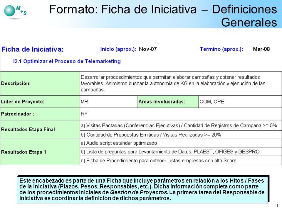 Formato: Ficha de Iniciativa – Definiciones Generales