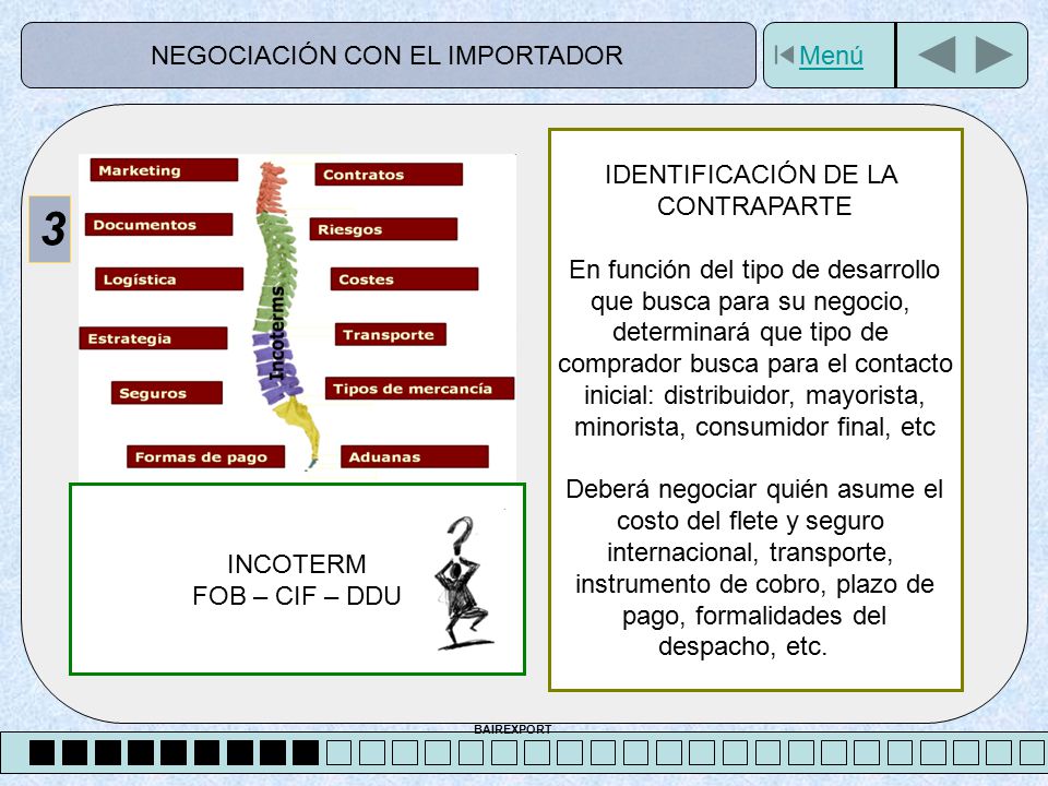 3 NEGOCIACIÓN CON EL IMPORTADOR Menú IDENTIFICACIÓN DE LA CONTRAPARTE