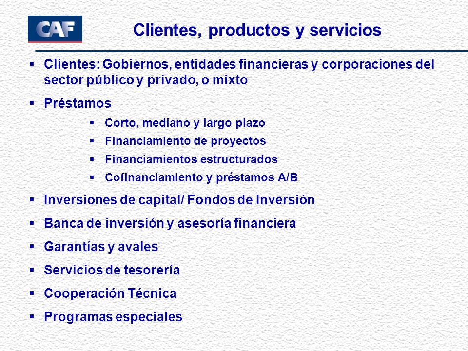 Clientes, productos y servicios