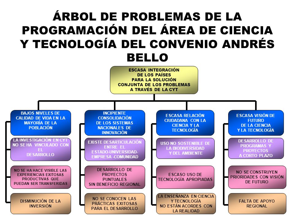 ÁRBOL DE PROBLEMAS DE LA PROGRAMACIÓN DEL ÁREA DE CIENCIA Y TECNOLOGÍA DEL CONVENIO ANDRÉS BELLO