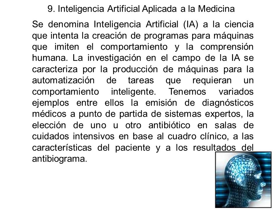 9. Inteligencia Artificial Aplicada a la Medicina