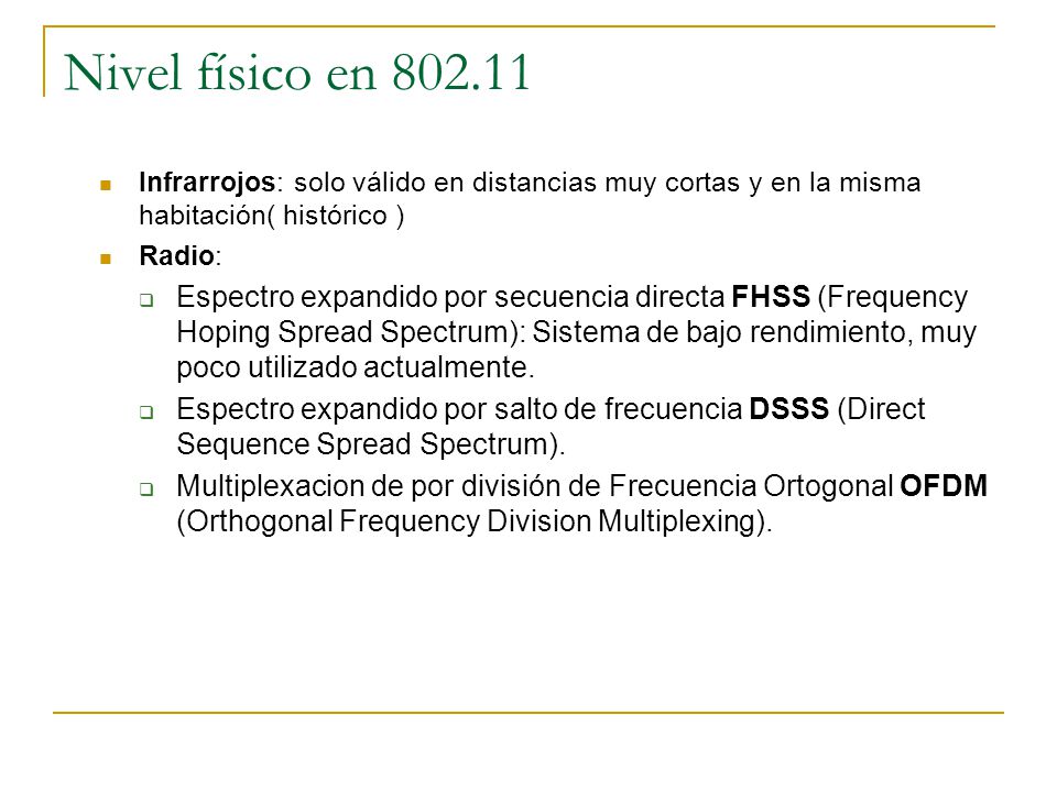 Nivel físico en Infrarrojos: solo válido en distancias muy cortas y en la misma habitación( histórico )