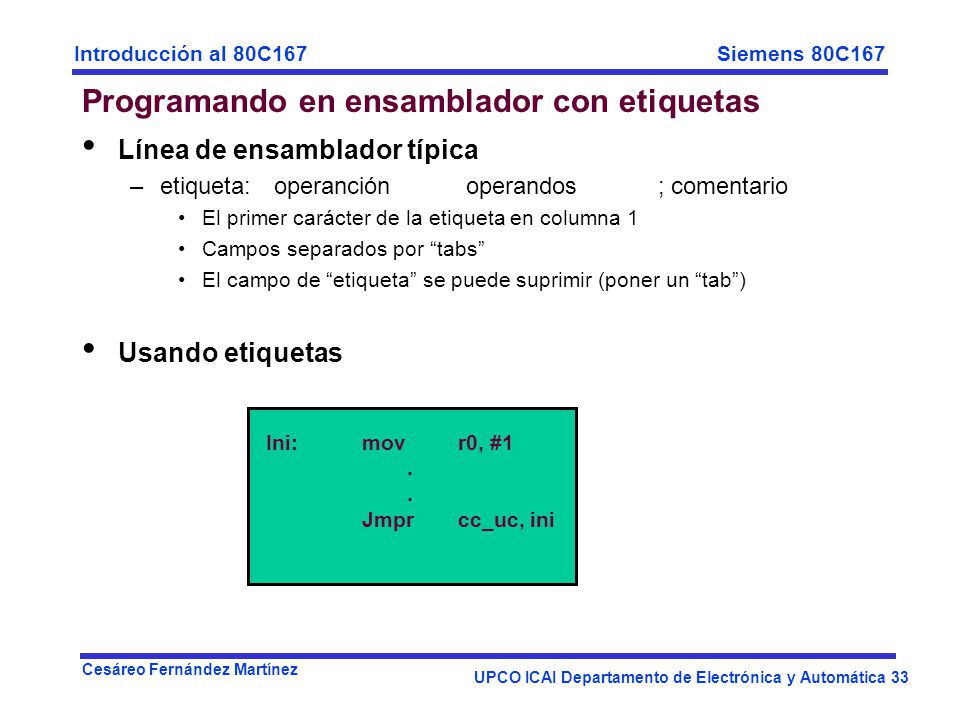 Programando en ensamblador con etiquetas
