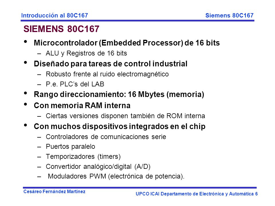 SIEMENS 80C167 Microcontrolador (Embedded Processor) de 16 bits