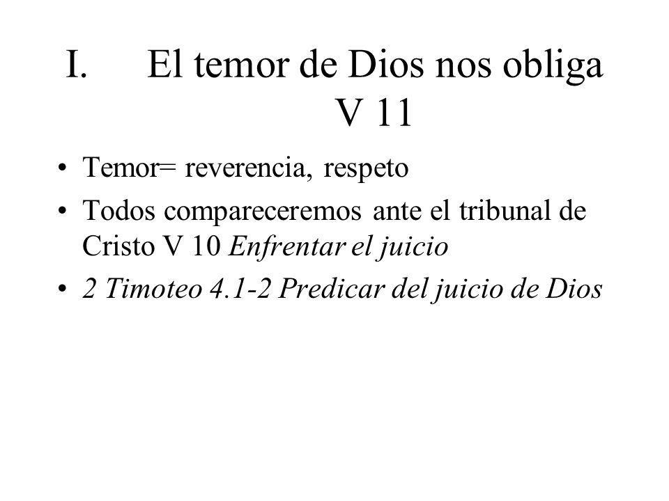El temor de Dios nos obliga V 11