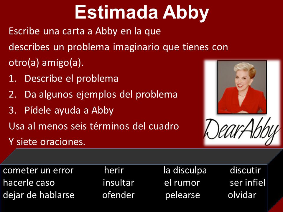 Estimada Abby Escribe una carta a Abby en la que