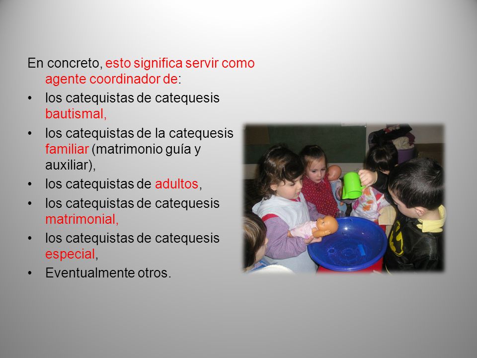 En concreto, esto significa servir como agente coordinador de: