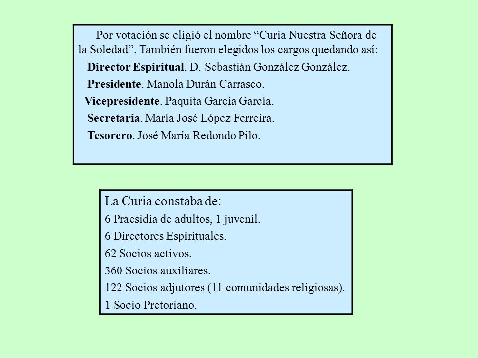 Por votación se eligió el nombre Curia Nuestra Señora de la Soledad