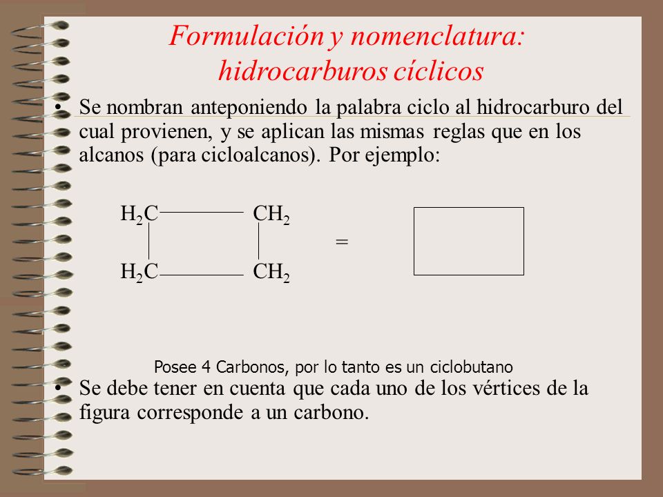 Formulación y nomenclatura: hidrocarburos cíclicos
