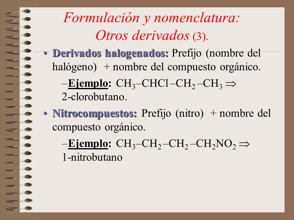 Formulación y nomenclatura: Otros derivados (3).