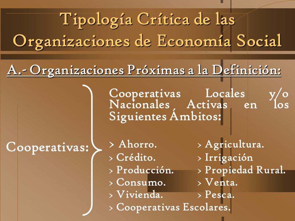Tipología Crítica de las Organizaciones de Economía Social