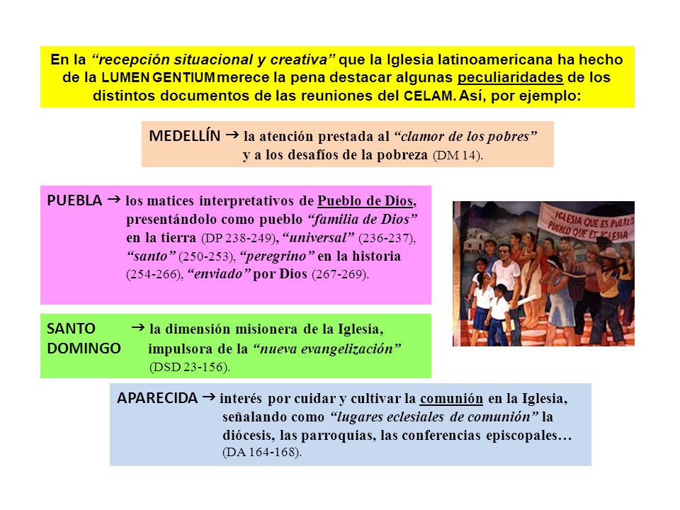 distintos documentos de las reuniones del CELAM. Así, por ejemplo: