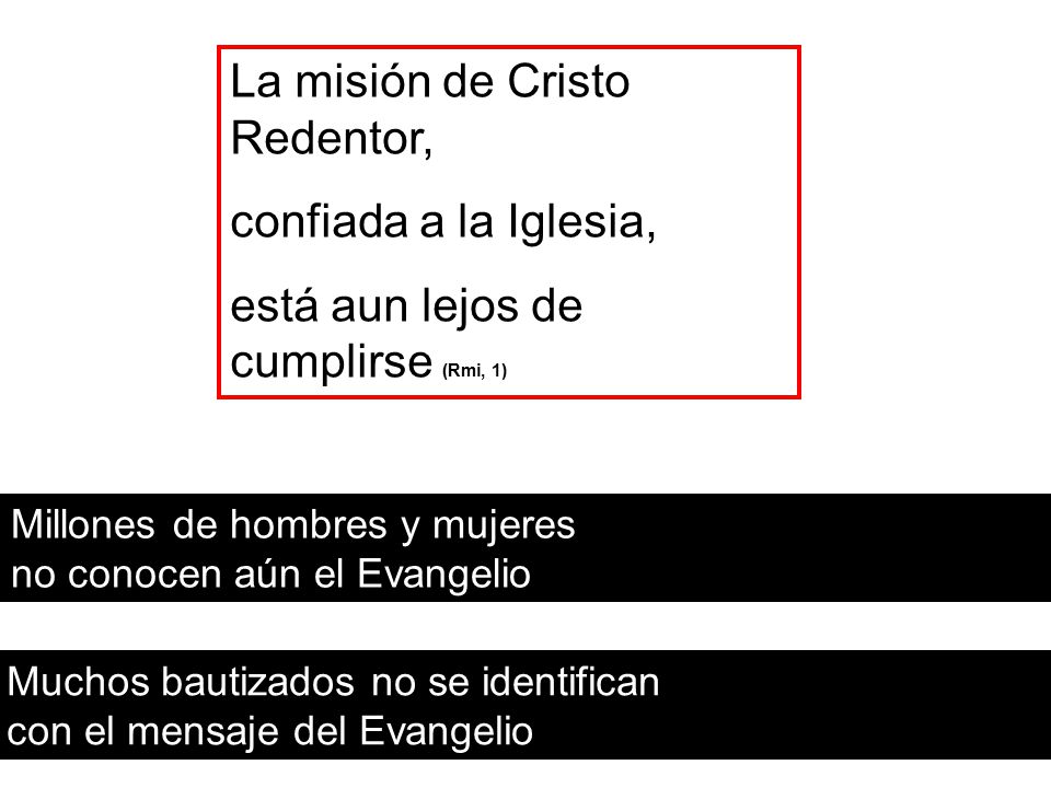 La misión de Cristo Redentor, confiada a la Iglesia,
