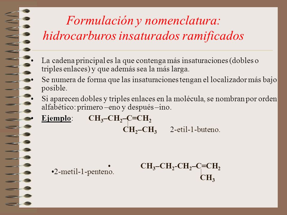 Formulación y nomenclatura: hidrocarburos insaturados ramificados