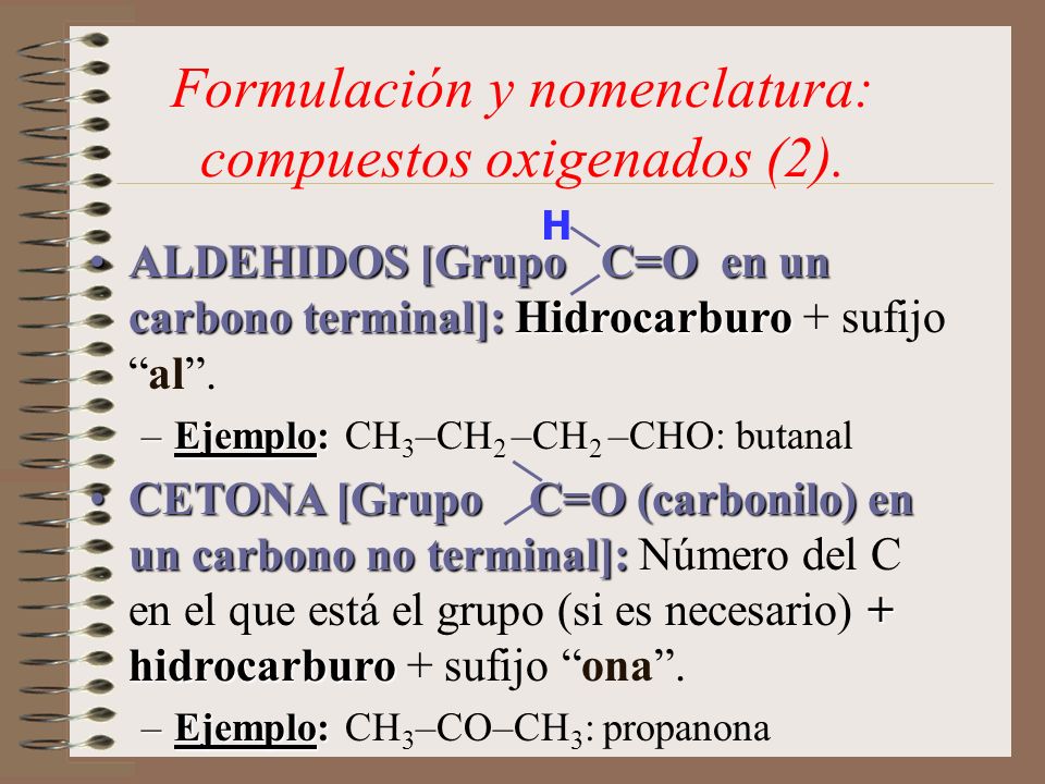 Formulación y nomenclatura: compuestos oxigenados (2).