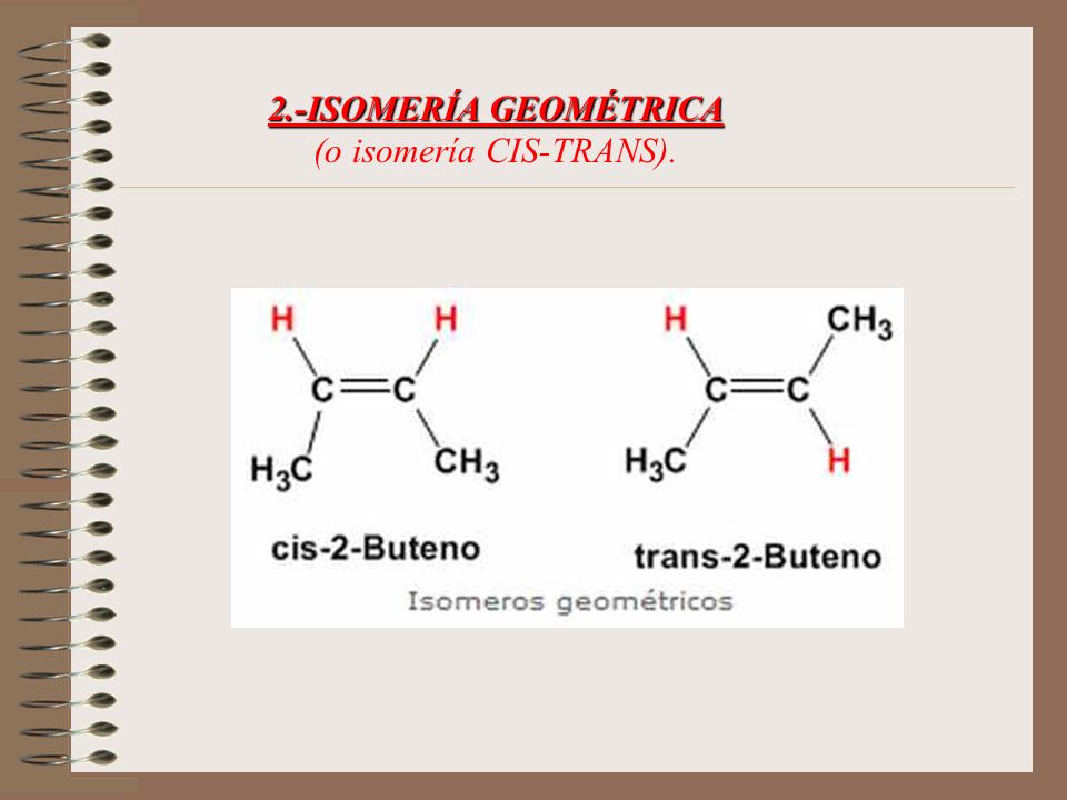 2.-ISOMERÍA GEOMÉTRICA (o isomería CIS-TRANS).