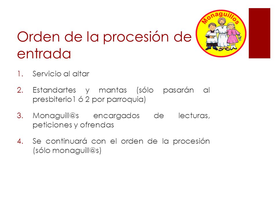 Orden de la procesión de entrada