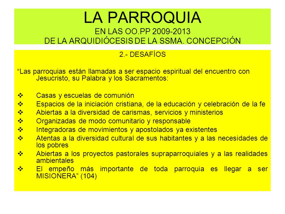 LA PARROQUIA EN LAS OO. PP DE LA ARQUIDIÓCESIS DE LA SSMA