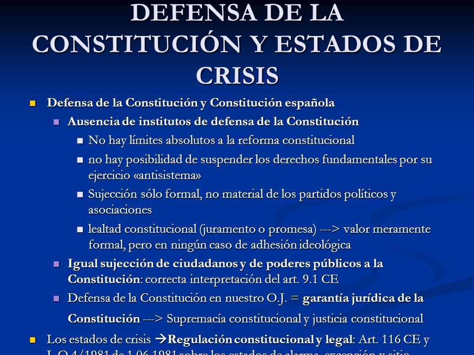 DEFENSA DE LA CONSTITUCIÓN Y ESTADOS DE CRISIS