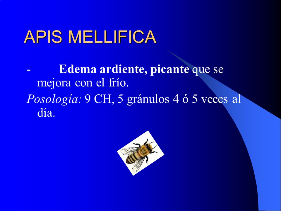 APIS MELLIFICA - Edema ardiente, picante que se mejora con el frío.