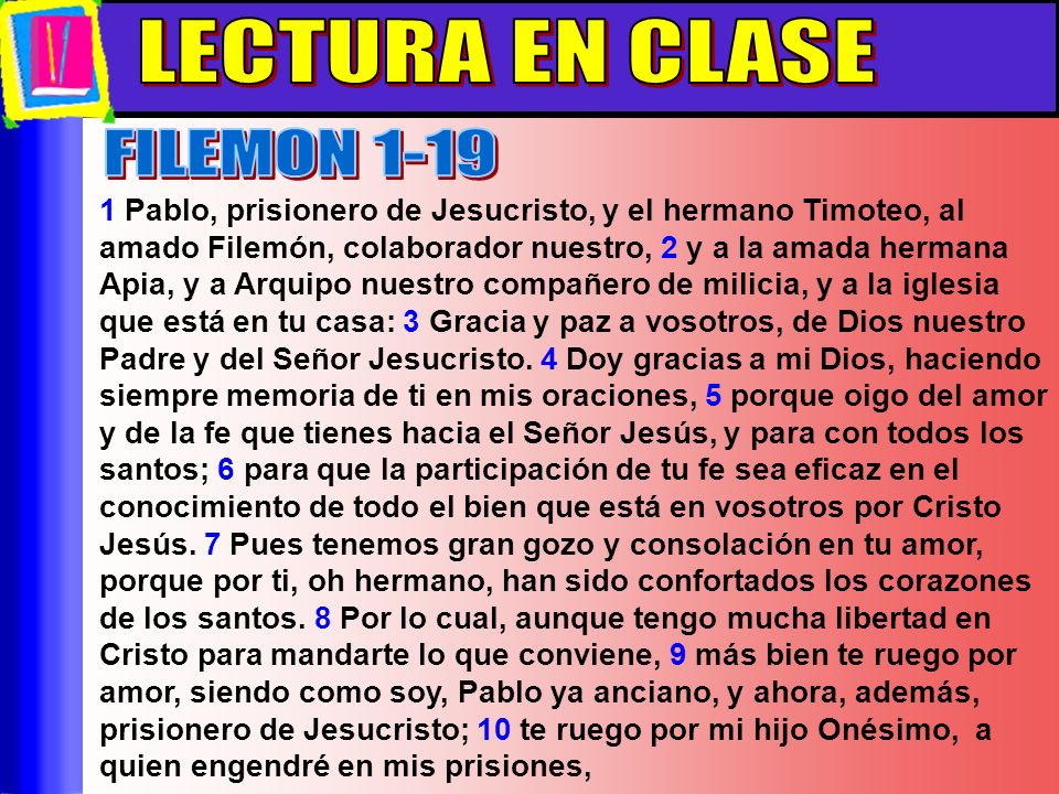 Lectura En Clase LECTURA EN CLASE FILEMON 1-19