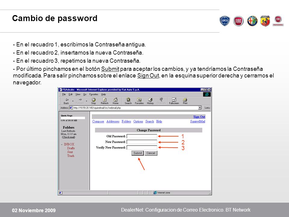 DealerNet: Configuracion de Correo Electronico. BT Network