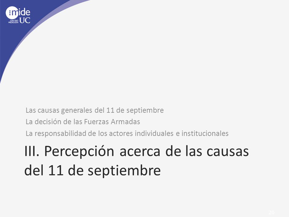 III. Percepción acerca de las causas del 11 de septiembre
