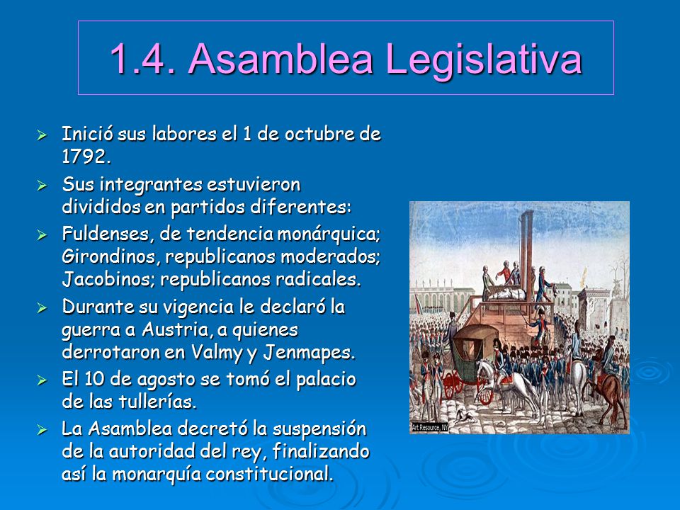 1.4. Asamblea Legislativa Inició sus labores el 1 de octubre de 1792.