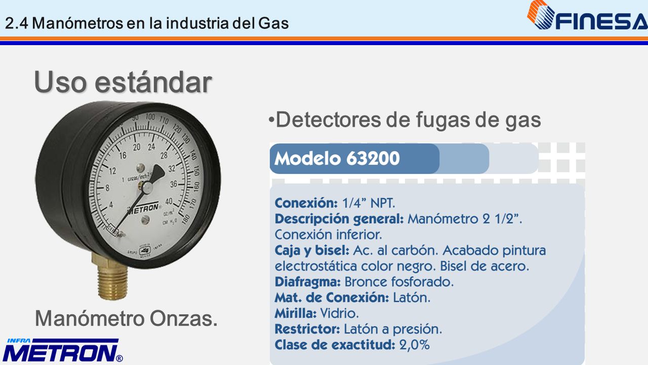 Uso estándar Detectores de fugas de gas Manómetro Onzas.